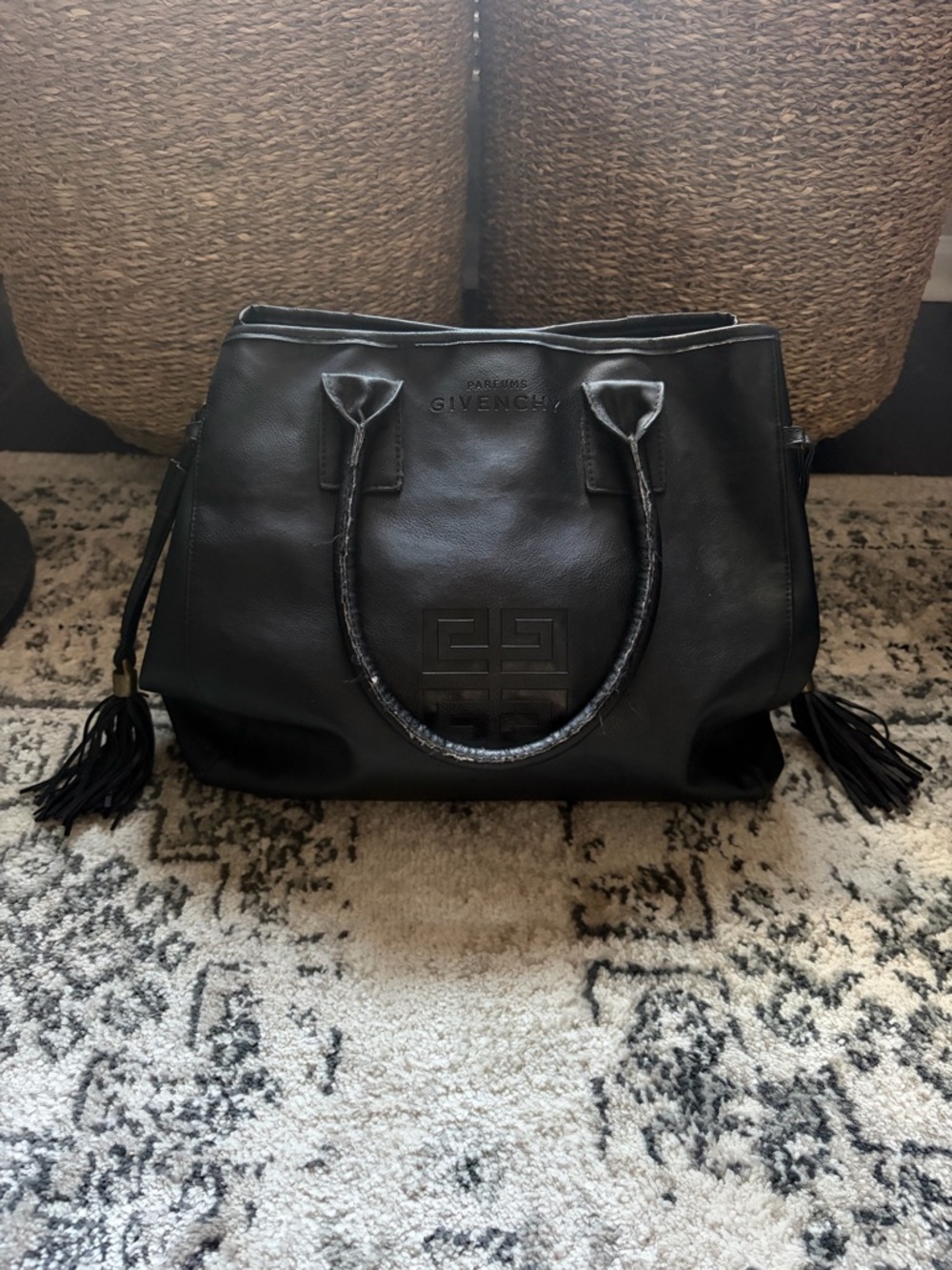 Givenchy Black Leather Tote with Tassel Accents